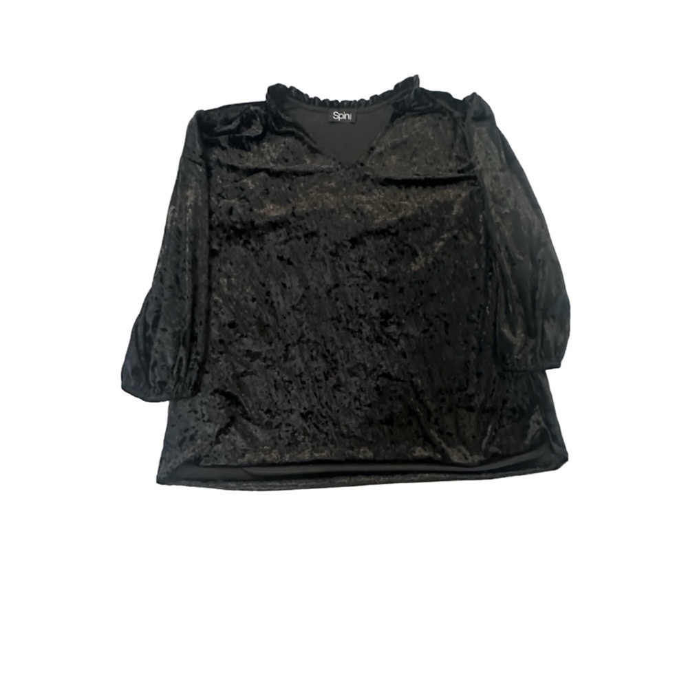 Black Boxy Three Quarter Sleeve Blouse